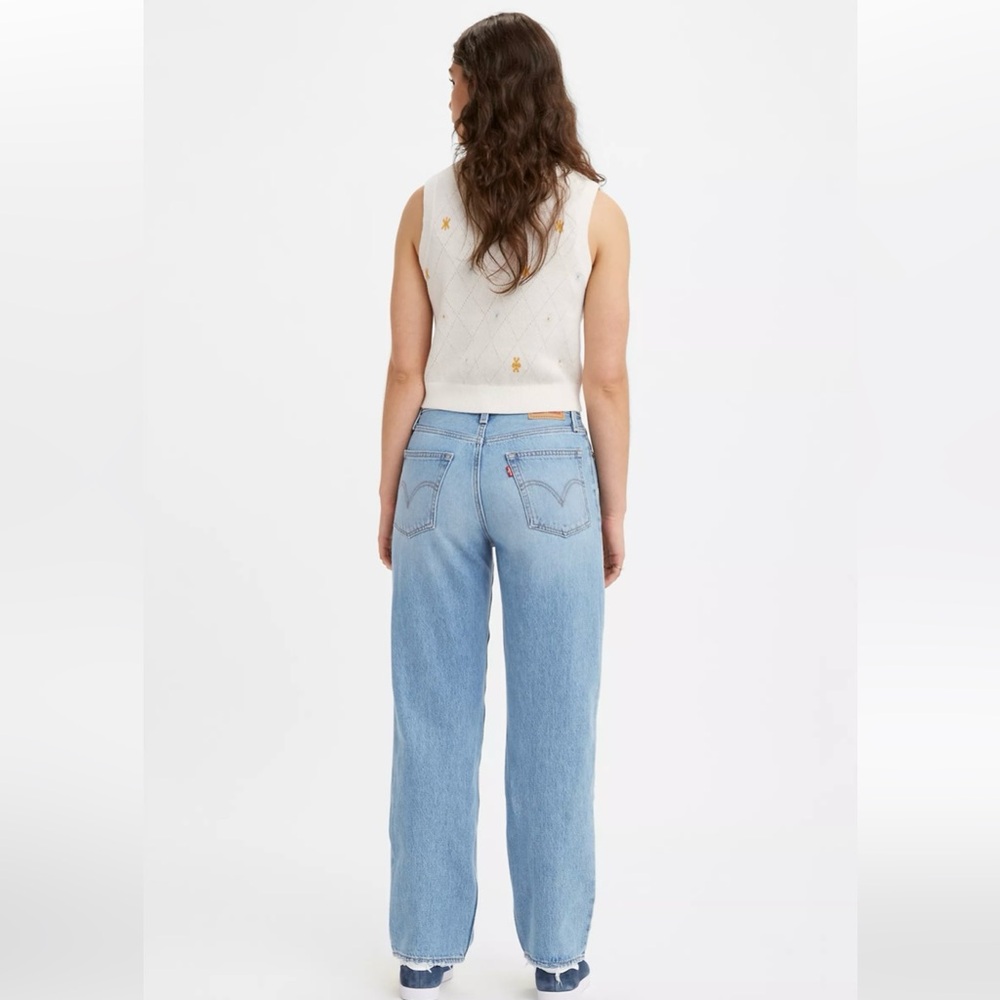 Levi’s 94 Baggy Vintage Mid Rise Straight Leg Ripped Denim Blue Jeans Size 28 - Picture 3 of 14